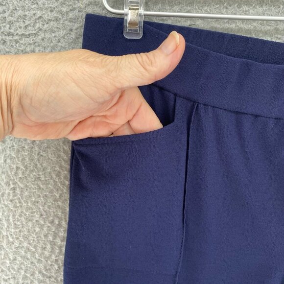 Eileen Fisher Pants Womens Small Navy Pull On Stretch Pocket Ankle Viscose Knit - Picture 5 of 12